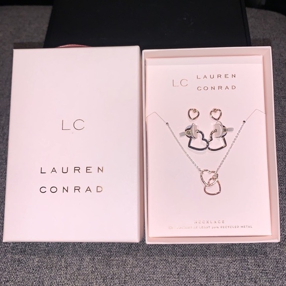 LC Lauren Conrad Adjustable Length Heart Necklace & Earrings Set - Picture 2 of 3